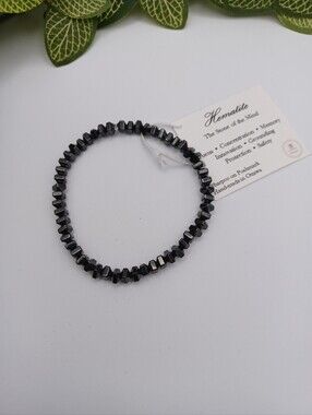 Hematite Healing Crystal Bracelet - Shiny Black